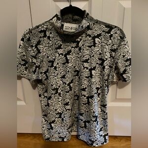 Silver velour vintage Floral Short Sleeve Tee